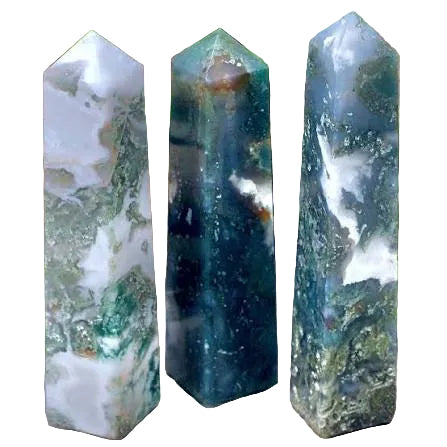 Green Moss Agate Obeliak 4- 5" - South Africa