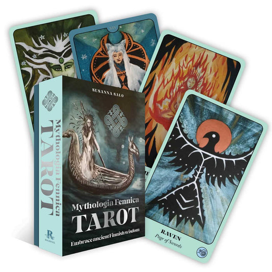 Mythologia Fennica Tarot by Susanna Salo – a 78-card tarot deck rooted in Finnish mythology, featuring elemental themes and traditional wisdom for spiritual growth.
