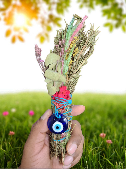 Rosemary Sage with Flowers & Evil Eye – 1 Piece (7"+ Bundle)