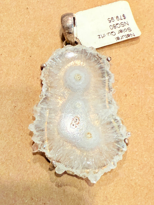 Natural Solar Quartz SS Pendant – radiant crystal jewelry featuring solar quartz known for vitality, energy, and spiritual growth.
