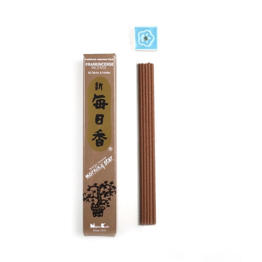 Nippon Kodo Morning Star Frankincense 50 incense sticks box and ceramic holder