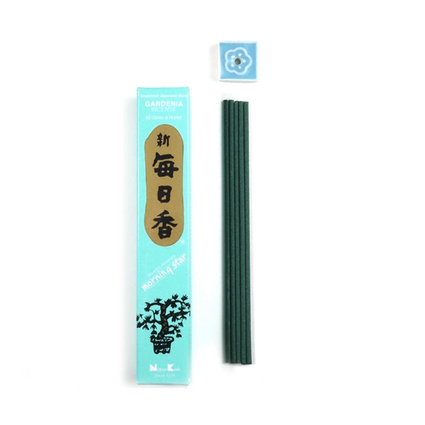 Nippon Kodo Morning Star Gardenia 50-stick incense box, official packaging photograph