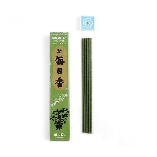 Nippon Kodo Morning Star Green Tea 50-stick box, official manufacturer photograph