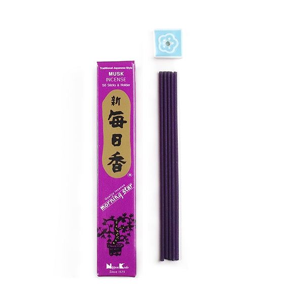 Nippon Kodo Morning Star Musk 50-stick box, official manufacturer photograph