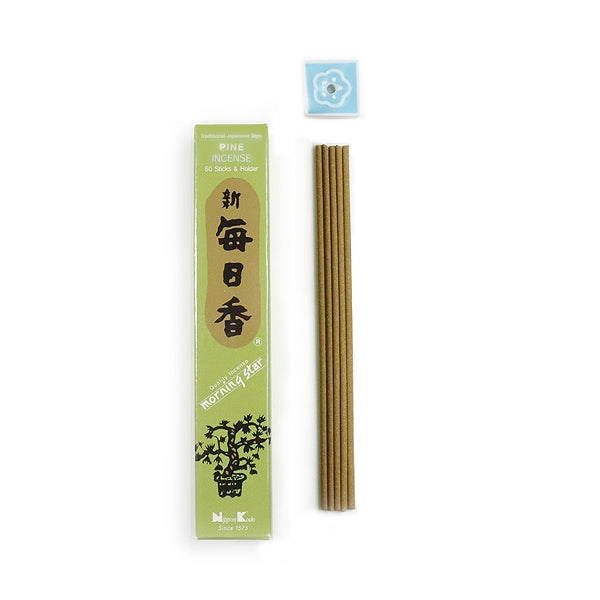 Nippon Kodo Morning Star Pine 50-stick incense box, official packaging photograph