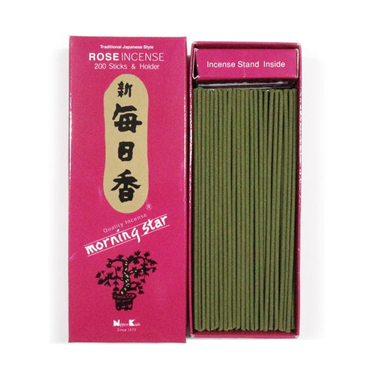 Nippon Kodo Morning Star Rose 200-stick box, official manufacturer photograph