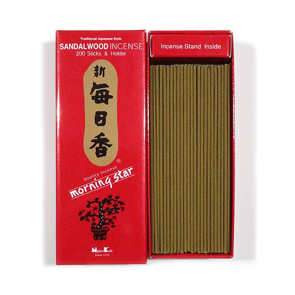 Nippon Kodo Morning Star Sandalwood 200-stick box, official manufacturer photograph