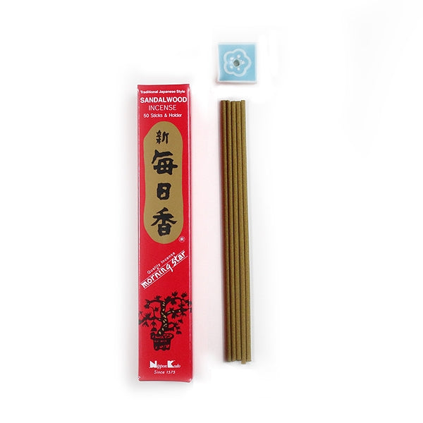 Nippon Kodo Morning Star Sandalwood 50-stick box, official manufacturer photograph