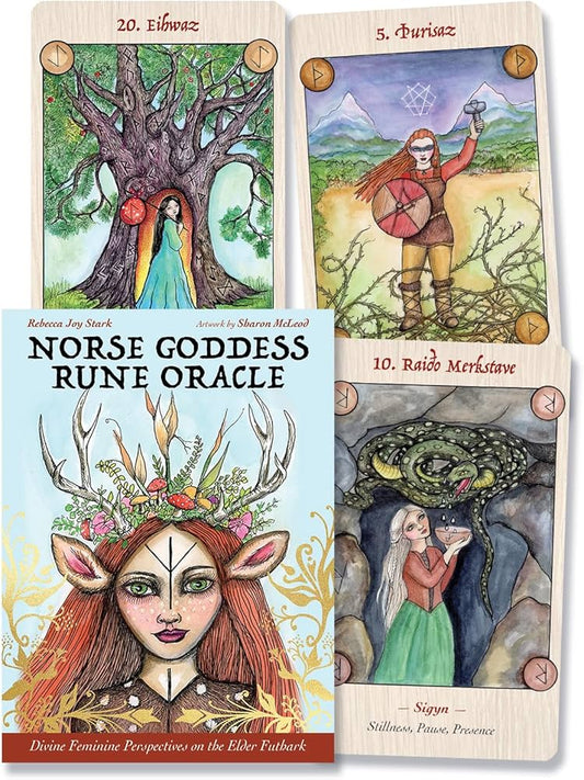 Norse Goddess Rune Oracle by Rebecca Joy Spark – divine feminine meets ancient runes in this empowering Nordic deck.
