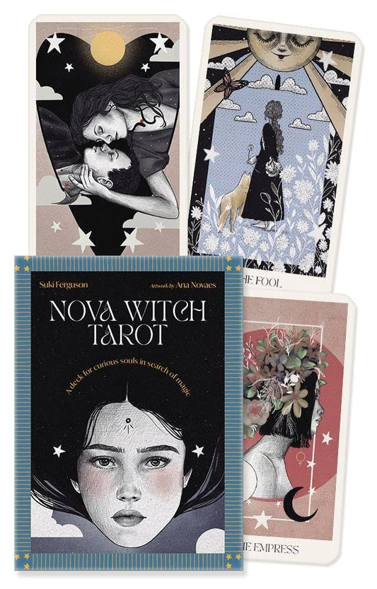 Nova Witch Tarot – celestial-inspired tarot deck combining cosmic themes and witchy wisdom for intuitive readings.
