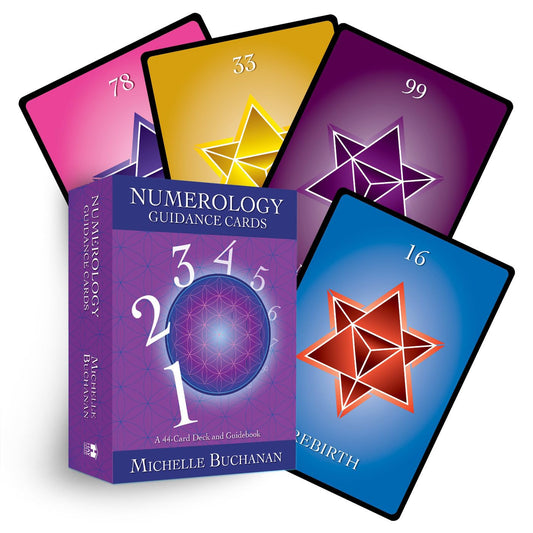Numerology Guidance Cards by Michelle Buchanan – a 44‑card deck with guidebook tapping number energy for clarity, empowerment, and spiritual insight.
