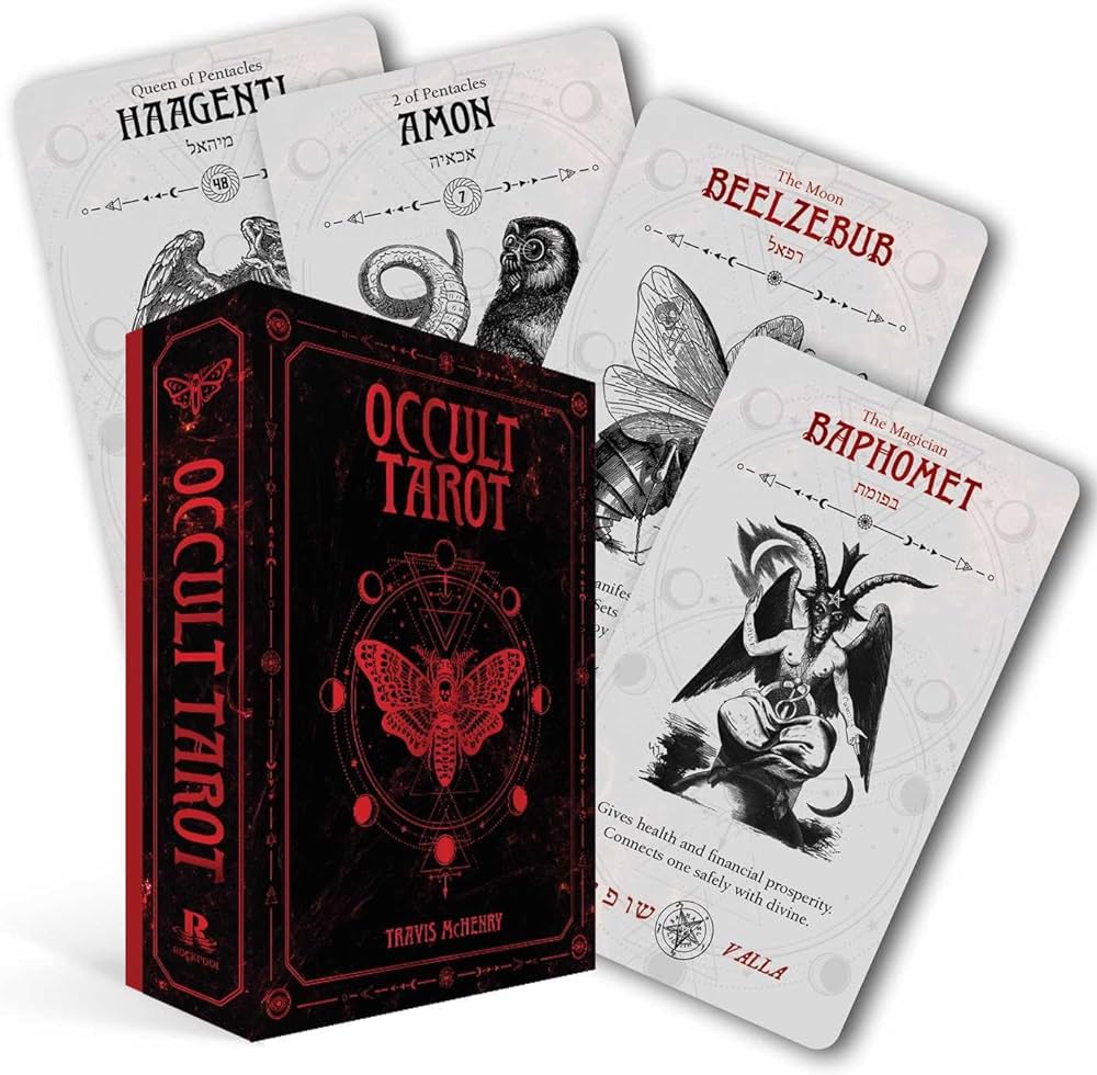 Occult Tarot by Travis McHenry – a 78-card deck featuring demons and sigils from ancient grimoires like the Key of Solomon.
