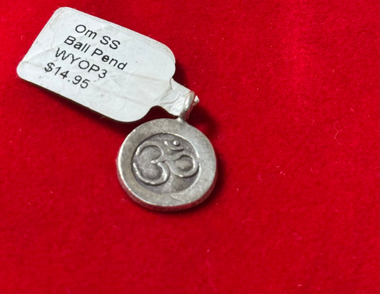 Om Sterling Silver Ball Pendant