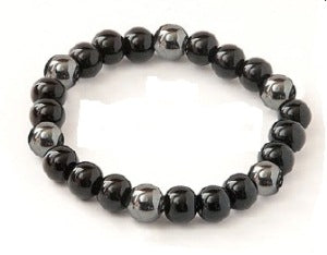 Black Onyx With Magnetic Hematite 8MM Beaded Bracelets - Lucky Magnetic Hematite