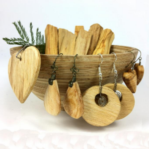 Palo Santo Carved Polished Earrings