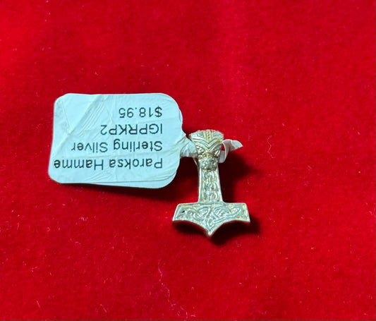 Paroksa Hammer Sterling Silver Pendant – detailed hammer design crafted in sterling silver, perfect for bold and unique jewelry.

