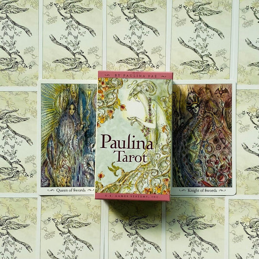 Paulina Tarot by Paulina Fae – whimsical tarot deck featuring Victorian-inspired artwork with pastel hues and magical creatures.
