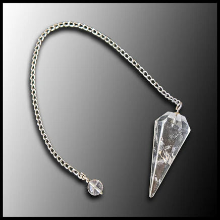 Clear Quartz 6 Faceted Pendulum With Chain