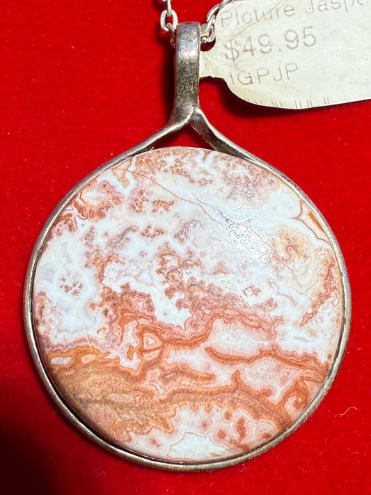 Picture Jasper Sterling Silver Pendant – unique earth-toned crystal jewelry known for grounding, stability, and connection to nature.
