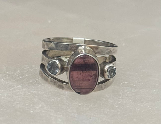 Pink Tourmaline Sterling Silver Ring size 6 – delicate pink crystal jewelry known for love, compassion, and emotional healing.
