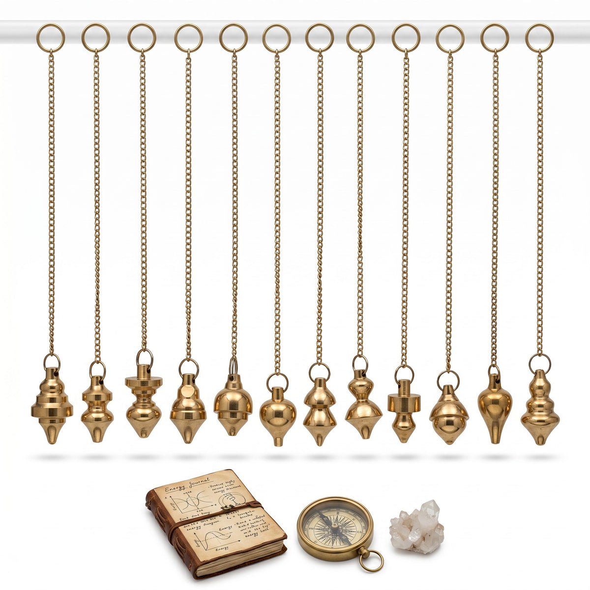 Assorted Design Brass Pendulums 8''L