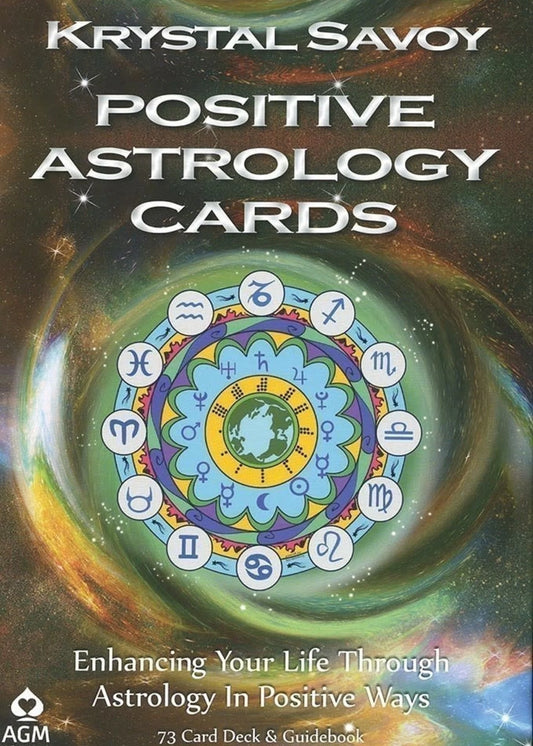 Positive Astrology Cards by Krystal Savoy – A 73-card deck and guidebook offering insights into zodiac signs, planets, and houses for personal growth.
