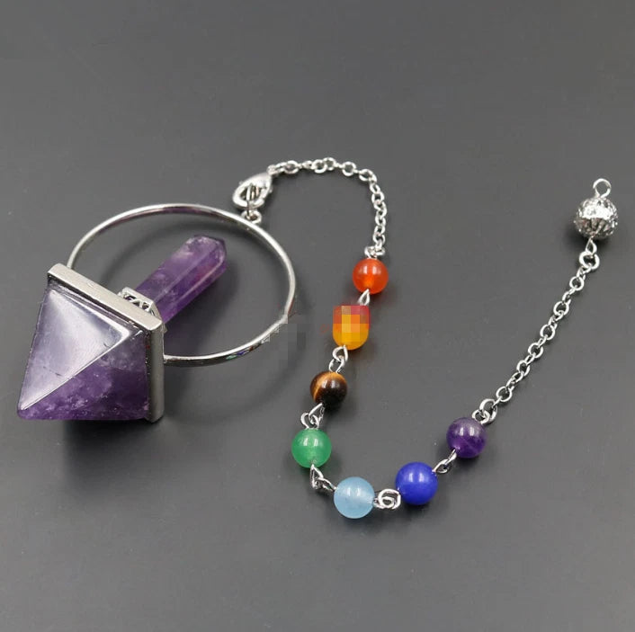 Pyramid & Point Chakra Beads Chain Dowsing Healing Pendulums