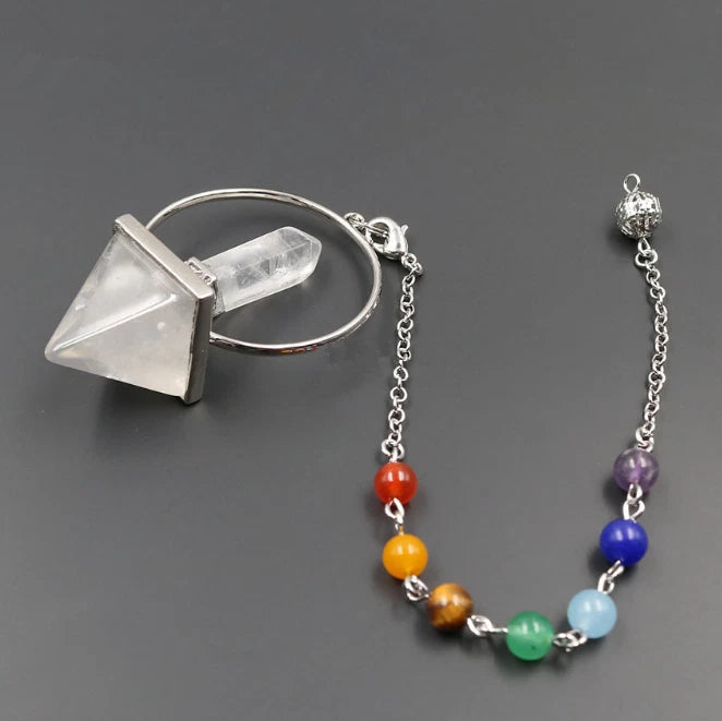 Pyramid & Point Chakra Beads Chain Dowsing Healing Pendulums