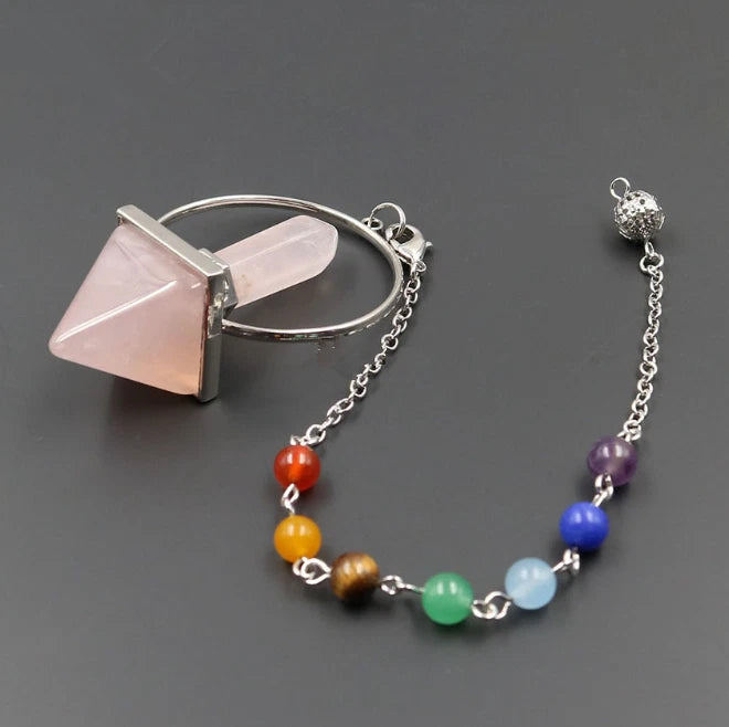 Pyramid & Point Chakra Beads Chain Dowsing Healing Pendulums