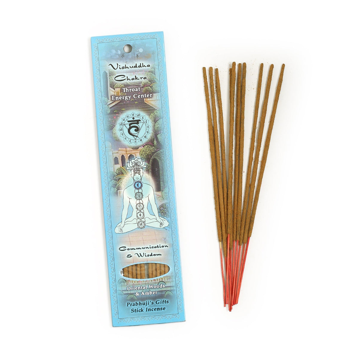 Prabhuji's Gifts Vishuddha Chakra Sticks — official product packaging