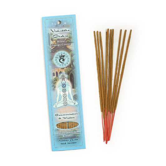 Prabhuji's Gifts Vishuddha Chakra Sticks — official product packaging