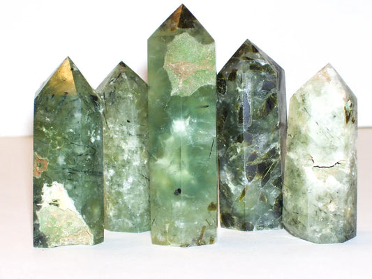 Prehnite With Epidote Inclusion Tower 4"