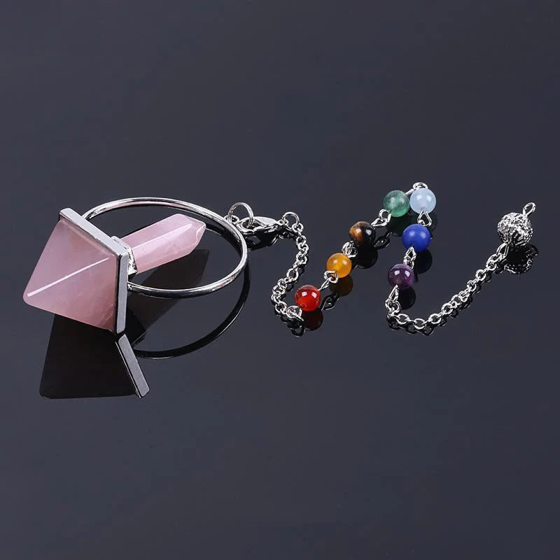 Pyramid & Point Chakra Beads Chain Dowsing Healing Pendulums