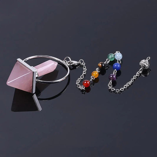Pyramid & Point Chakra Beads Chain Dowsing Healing Pendulums