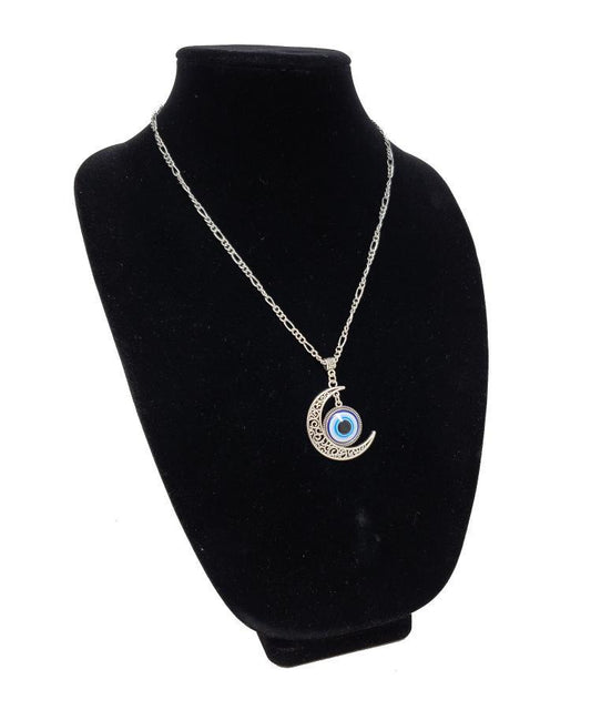 Evil Eye Crescent Moon 22" Chain Necklace