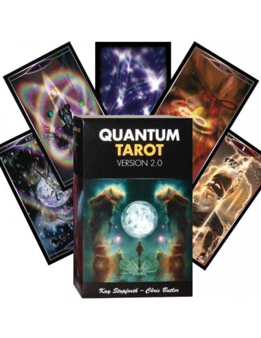 Quantum Tarot Kit: Version 2.0 by Kay Stopforth & Chris Butler – a 78-card deck that fuses tarot archetypes with quantum science and cosmic imagery.
