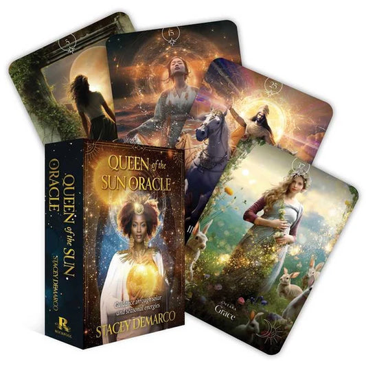 Queen of the Sun Oracle by Stacey Demarco – 44-card deck illuminating seasonal cycles, sun wisdom, and feminine archetypes.
