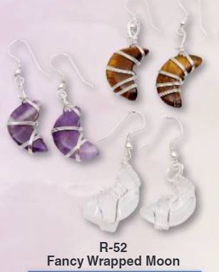 Amazonite Moon Fancy Wrapped Silver Plated Earrings