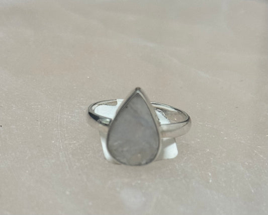Rainbow Moonstone Faceted Sterling Silver Mix Shape Ring size 9 – elegant silver jewelry featuring faceted iridescent moonstone in mixed shapes symbolizing intuition and clarity.
