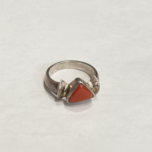 Red Coral Sterling Silver Ring size 5 – vibrant red crystal jewelry known for vitality, protection, and emotional strength.
