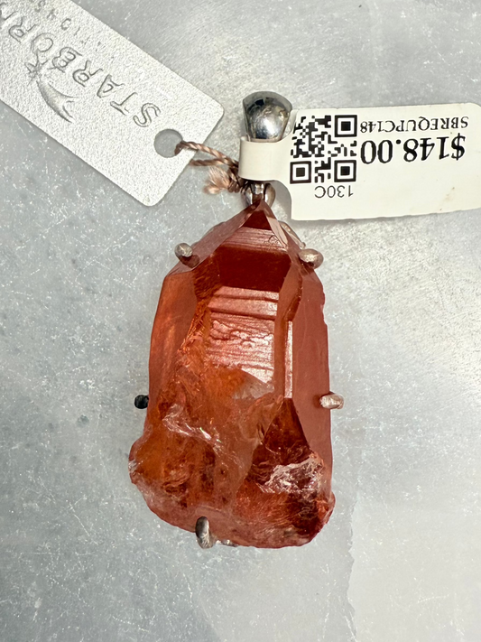 Red Quartz Sterling Silver Pendant – vibrant crystal jewelry for vitality, strength, and grounding energy support.