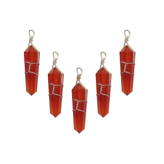Carnelian Wire Wrapped D/T Point Pendant