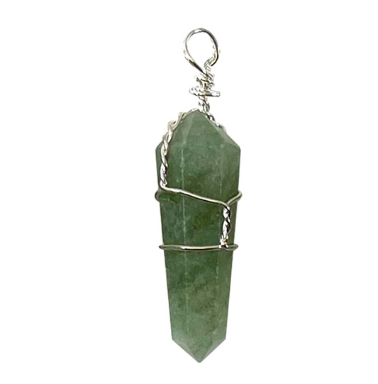 Green Aventurine Wire Wrapped D/T Point Pendant