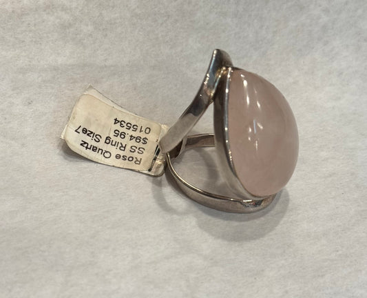 Rose Quartz Sterling Silver Ring size 7 – gentle pink crystal jewelry symbolizing love, compassion, and emotional healing.
