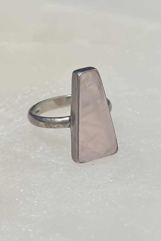 Rose Quartz Sterling Silver Ring size 7 – gentle pink crystal jewelry symbolizing love, compassion, and emotional healing.
