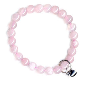 Rose Quartz with Heart Charm Bracelet - Art Of Luck