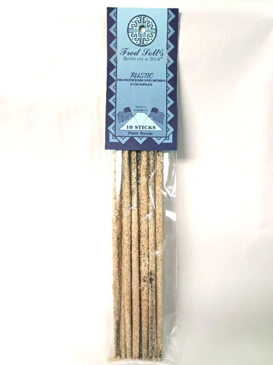 Rustic: Frankincense & Myrrh Ethiopian Pure Resin Incense 10 Sticks Per Pack