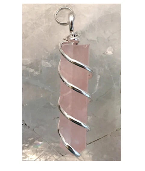 Rose Quartz Coil Wrapped Point Pendant
