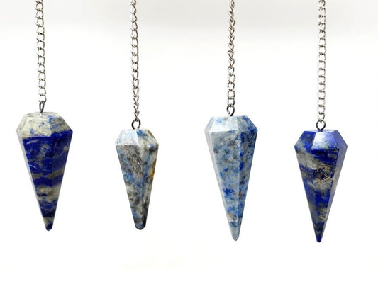 Lapis Lazuli Faceted Pendulum with Chain