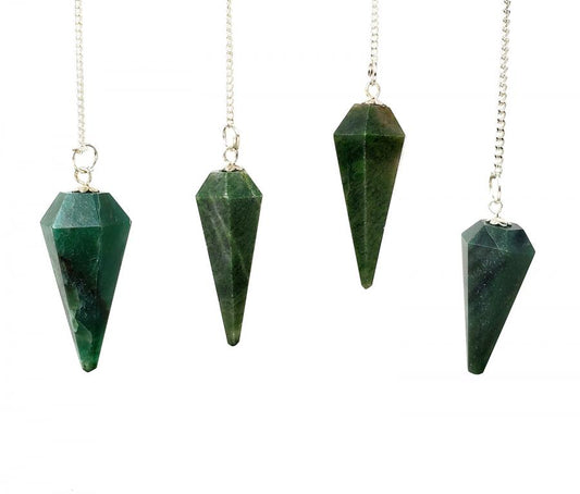 Green Aventurine 6 Faceted Pendulum With Chain